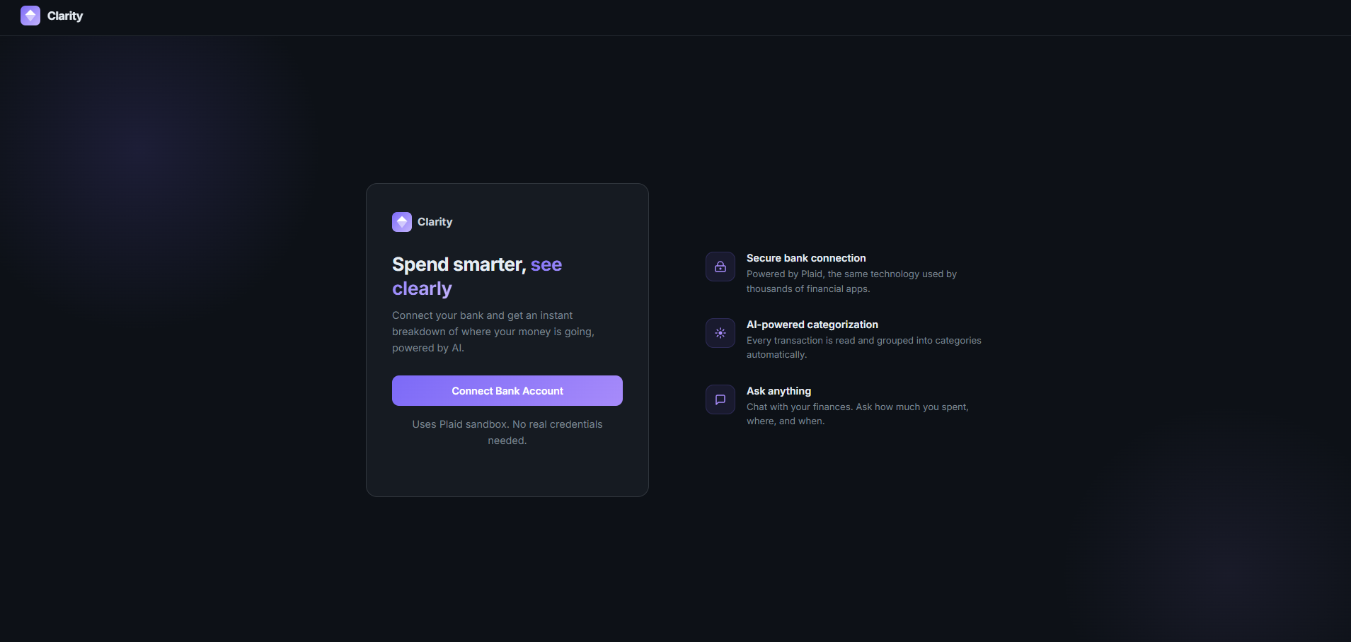 Clarity Finance Tracker screenshot 1
